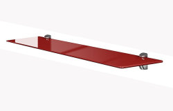 Glasregal mit Metallseitenwangen | Sicherheitsglas 80cm | rot