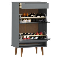 Schuhschrank Klappen & Schub 60x103cm Massivholz Kiefer 