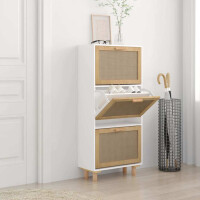 Schuhschrank Holzwerkstoff & Rattan Natur 52x115cm Wei&s