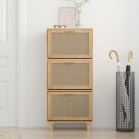 Schuhschrank Holzwerkstoff & Rattan Natur 52x115cm Braun