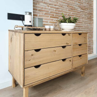 LUNDRA Schubladenschrank Kiefer massiv 111x43x73,5cm - skand