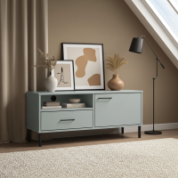 LINJEN TV-Schrank Kiefer massiv grau 106x40x46,5cm 4