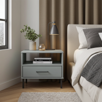 LINJEN Nachttisch Kiefer massiv grau 50x50x45cm 4