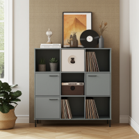 LINJEN Bücher- & Schallplattenregal Kiefer grau 90x