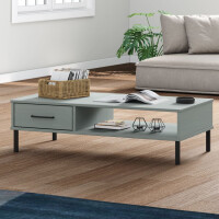 LINJEN Couchtisch Kiefer massiv grau 100x55x29cm 4
