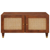 CANEBURN Couchtisch Mangoholz 80x50x40cm – 2 Ablagen, 