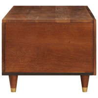 CANEBURN Couchtisch Mangoholz 80x50x40cm – 2 Ablagen, 