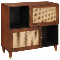 CANEBURN Sideboard Mangoholz/Rattan 80x33,5x75cm