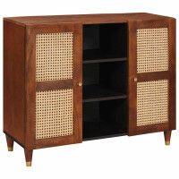CANEBURN Sideboard Mangoholz/Rattan 90x33,5x75cm – 2 T