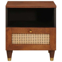 CANEBURN Nachttisch Massivholz 40x33x46cm – 1 Schublad