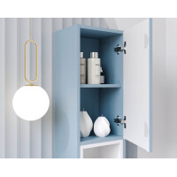 ILUNA Blue Bad Hochschrank 140cm hoch 2-türig | babybla