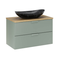 Waschplatz OLIVA VERDE 80cm | mit Cremona-Eiche Oberplatte |