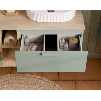 Waschplatz OLIVA VERDE 80cm | mit Cremona-Eiche Oberplatte |