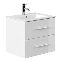 KUBOA Badset 60cm Weiß Hochglanz mit LED Spiegel 3