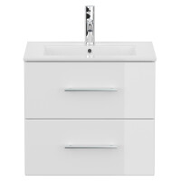 KUBOA Badset 60cm Weiß Hochglanz mit LED Spiegel 5