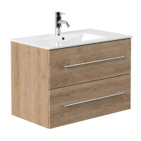 KUBOA Badset 80cm Eiche Gold matt mit LED Spiegel 3