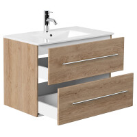 KUBOA Badset 80cm Eiche Gold matt mit LED Spiegel 4