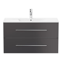 KUBOA Waschplatz 100cm Grafit Seidenmatt Keramikbecken 3