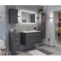 KUBOA Waschplatz 100cm Grafit Seidenmatt Keramikbecken 7