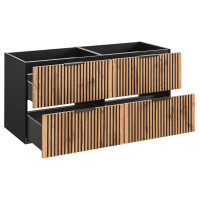 Doppelwaschplatz Tribune 160cm | 2 Becken black | Black - Wo