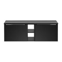 Doppel-Waschplatz NOIRETTE 140cm | Aufsatzbecken + Regal | m