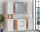 ARUBA 2-teilige Badkombination 80cm | Waschtisch mit Becken & LED-Spiegel | eiche - weiß-hochglanz