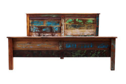 Bett Bettgestell "Riverboat" 190 x 220cm | Factory Design | Massivholz natur