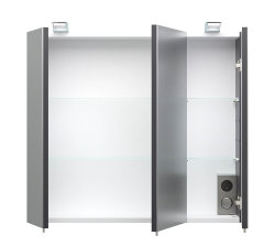 Badezimmer Spiegelschrank 3-türig Salona 70cm | mit LED-Beleuchtung anthrazit