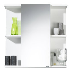 Badezimmer Spiegelschrank 68cm | 1-türig + offene Fächer weiß