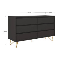 Kommode PATET 120cm breit | mit 6 Schubladen | grau matt 6