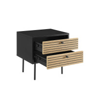 Nachtkommode VIDULUS 50cm | mit 2 Schubladen | Schwarz - Eic