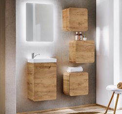 Badezimmer Waschplatz ARUBA 40cm | Einbaubecken weiß XS | goldeiche