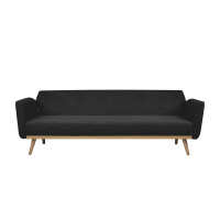 Schlafsofa Skandinavisch 190cm | Massivholz mit Polsterlehnen, klappbar | schwarz