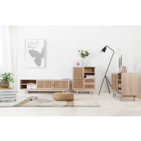 Sideboard NATURAE 70cm | mit 1 Türe & 2 Schubladen, Fronten Rattangeflecht | Holz naturell