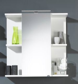 Badezimmer Spiegelschrank 68cm | 1-türig mit LED Beleuchtung weiß