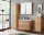 Badezimmer SET CAPRI 80cm 4-tlg.  | Waschbecken, 2x Hoch- und Spiegelschrank | goldeiche