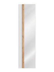 Badezimmer Hochschrank CAPRI | mit Spiegel und Glasböden | goldeiche-weiß