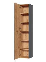 Badezimmer Hochschrank CAPRI | 2-türig 170cm hoch | goldeiche-schwarz