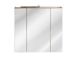 Badezimmer SET CAPRI 80cm 3-tlg.  | Waschtisch, Hoch & Spiegelschrank | schwarz-goldeiche