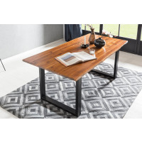 Esstisch 140cm Breite | Baumkante, Gestell lackiert | cognac