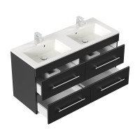 Badset 4-teilig Argos 120cm | Doppelwaschtisch 2 | schwarz-s