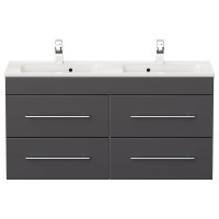 Badset 4-teilig Argos 120cm | Doppelwaschtisch | anthrazit-s