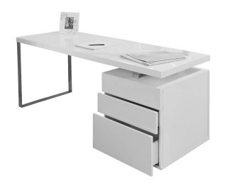 Schreibtisch Homeoffice Whiteline | 140cm | weiß-hochglanz 140 x 70 cm