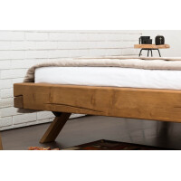 Balkenbett Railway II 140cm | Massivholz rustikal | Fichte n