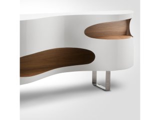 Sideboard SwingIt 200cm Design 60`s Retro weiß-walnuss 