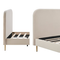 Polsterbett Foveri 90cm | goldfarbene Metallbeine & Samt