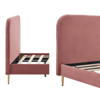 Polsterbett Foveri 90cm | goldfarbene Metallbeine & Samt