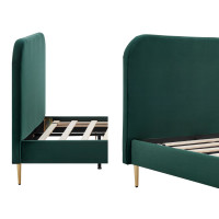 Polsterbett Foveri 90cm | goldfarbene Metallbeine & Samt