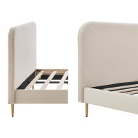 Polsterbett Foveri 140cm | goldfarbene Metallbeine & Sam