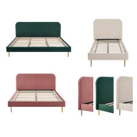 Polsterbett Foveri 180cm | goldfarbene Metallbeine & Sam